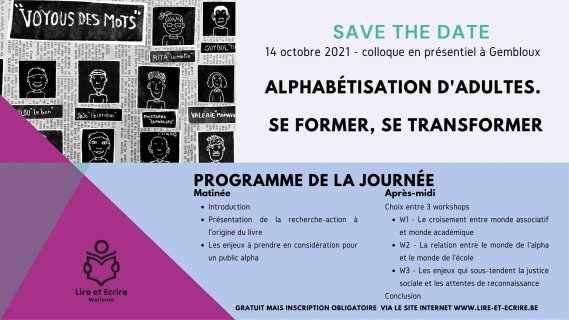 Save the date : Colloque « Alphabétisation d’adultes. Se former, se transformer »