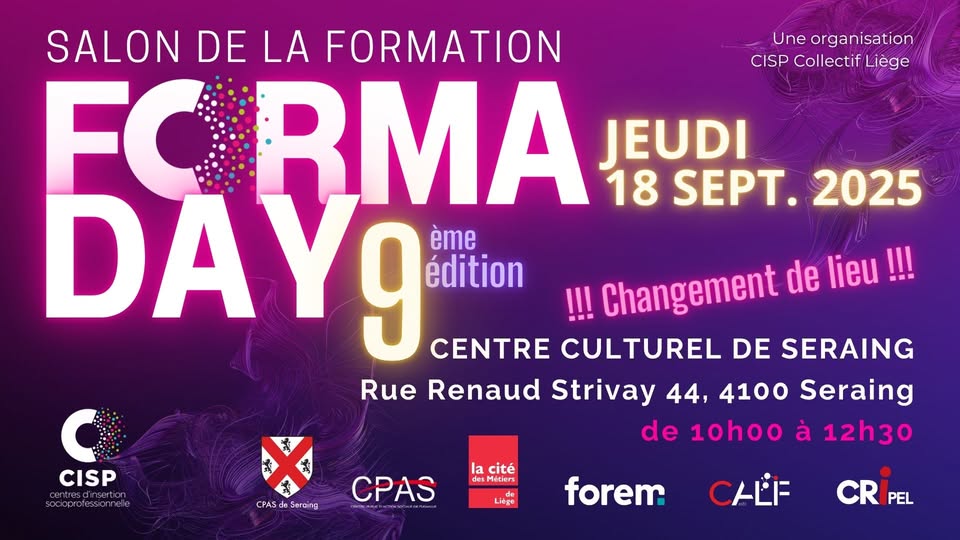 FORMA DAY 9ème édition du salon de la formation des CISP (18 septembre – Liège)