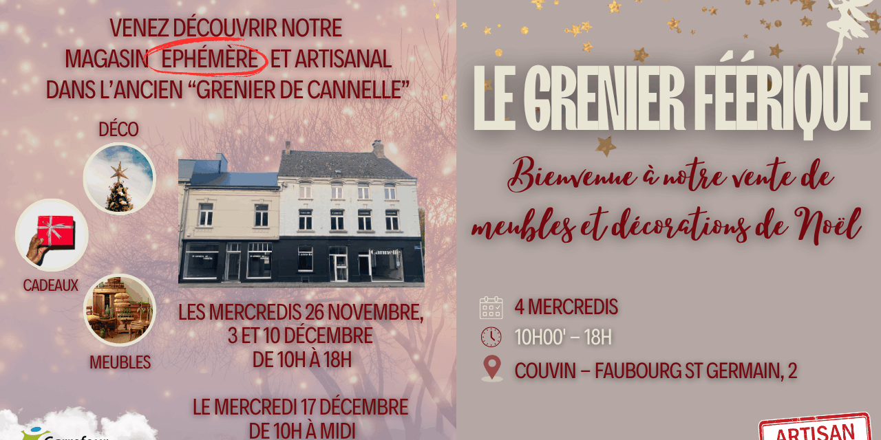 Le grenier féérique – les 26/11, 3/12 et 10/12 (Couvin)